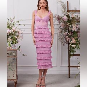 V. Chapman fitted corset midi ruffle Fiorenza dress size 4 NWOT